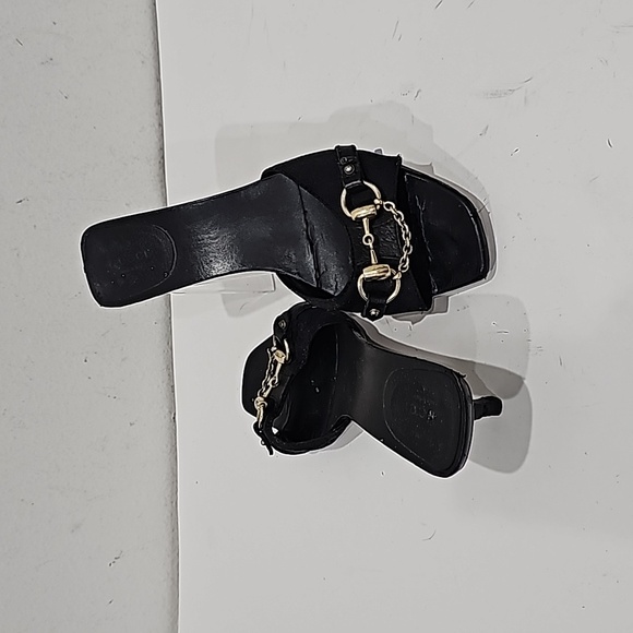 Gucci Black Canvas with Green Leather Horsebit Slide Sandals Size 9B - Picture 2 of 8